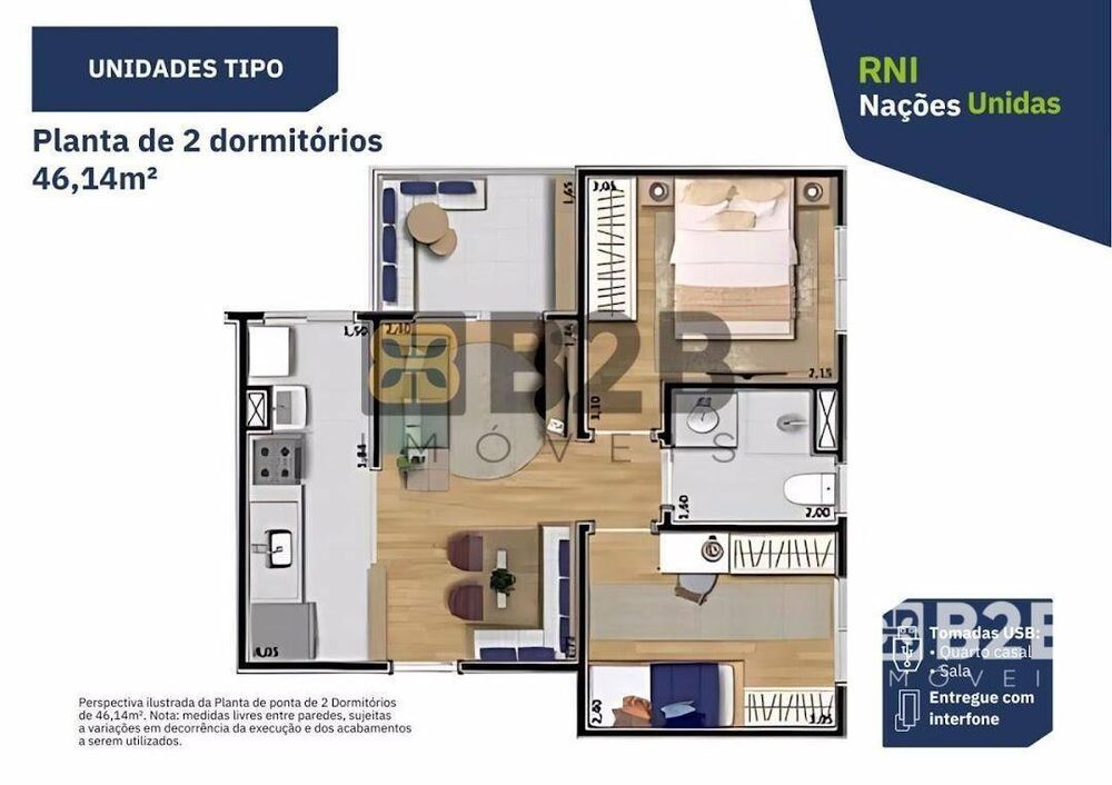 Apartamento à venda com 2 quartos, 46m² - Foto 2