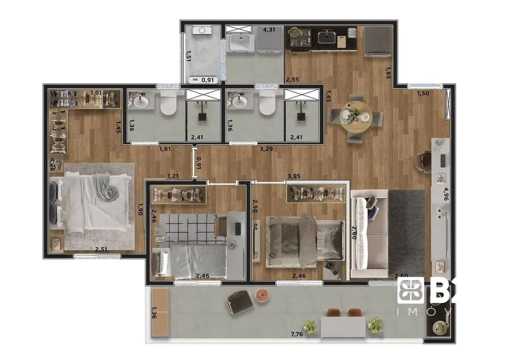 Apartamento, 3 quartos, 74 m² - Foto 2