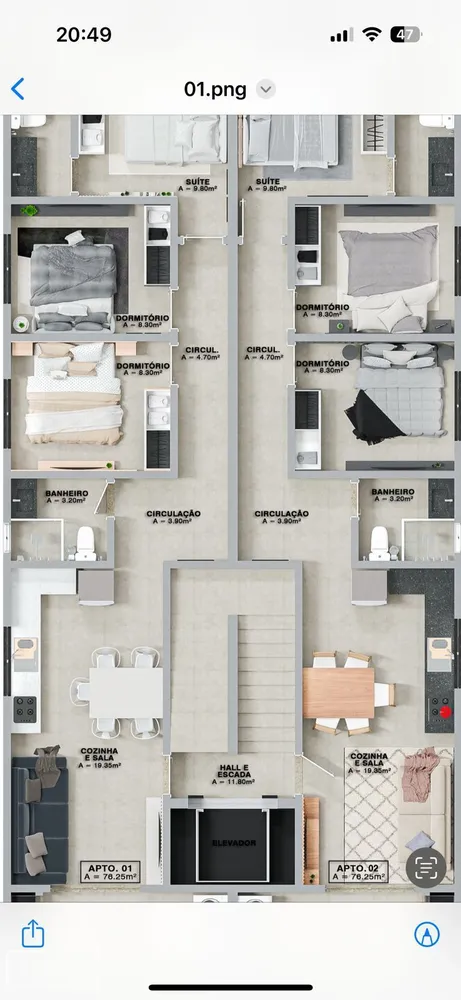 Apartamento, 3 quartos, 76 m² - Foto 1