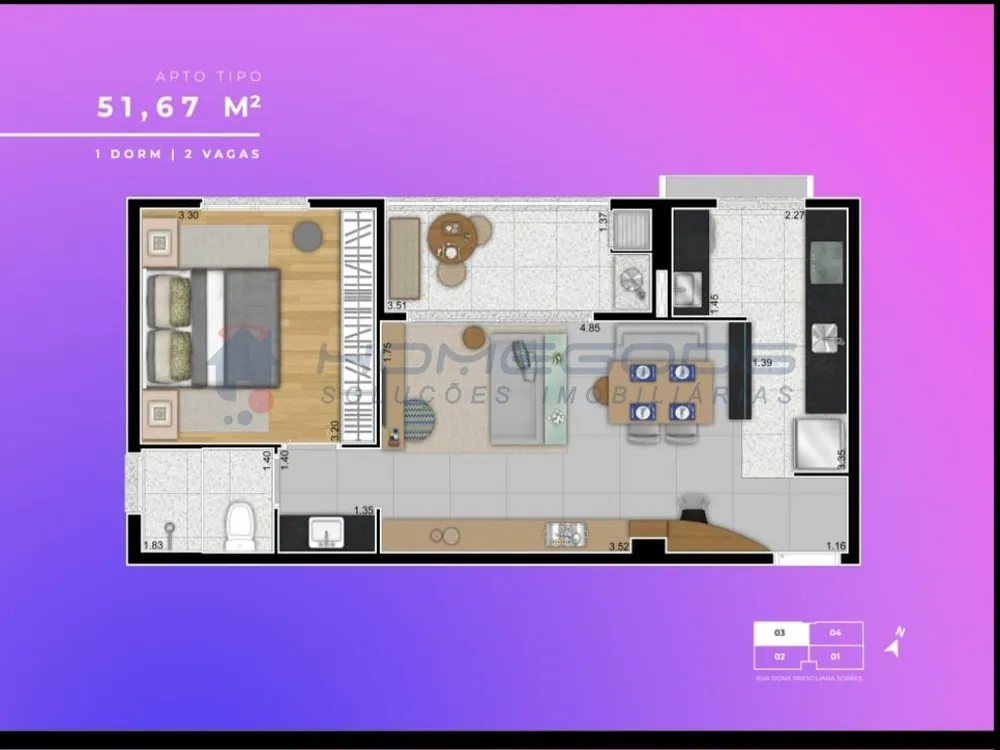 Apartamento, 1 quarto, 51 m² - Foto 2