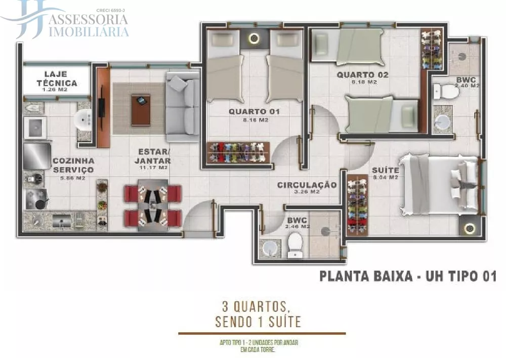 Apartamento à venda com 3 quartos, 59m² - Foto 15