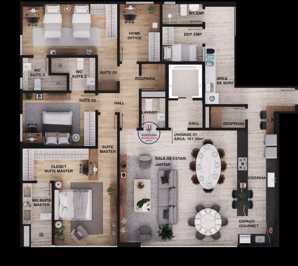 Apartamento à venda com 3 quartos, 181m² - Foto 2