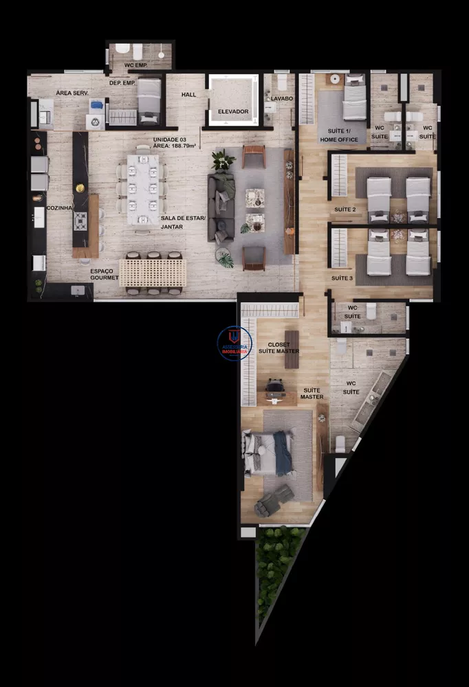 Apartamento à venda com 3 quartos, 181m² - Foto 3