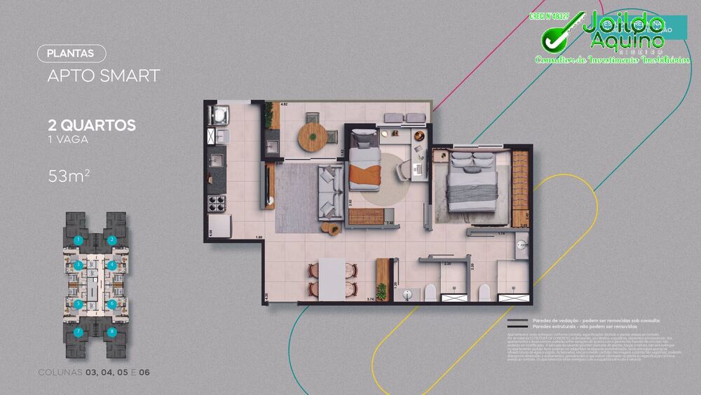 Apartamento, 2 quartos, 53 m² - Foto 3