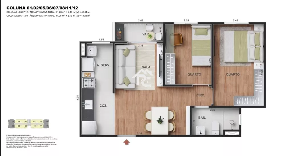 Apartamento Lançamentos com 2 quartos, 43m² - Foto 2