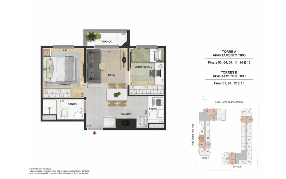 Apartamento, 3 quartos, 57 m² - Foto 2