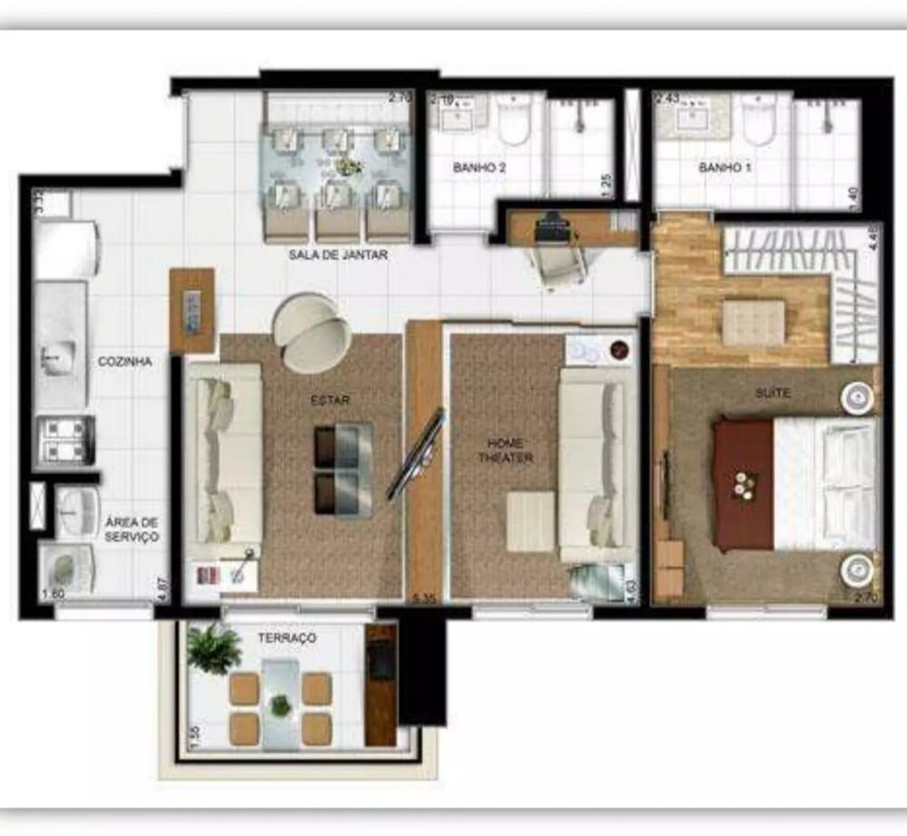 Apartamento, 2 quartos, 68 m² - Foto 2