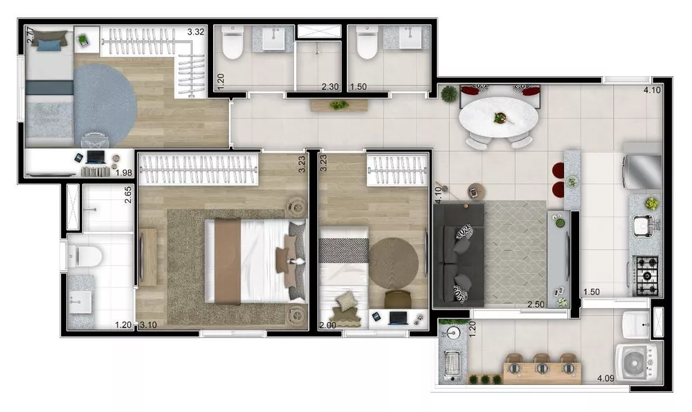 Apartamento, 3 quartos, 66 m² - Foto 4