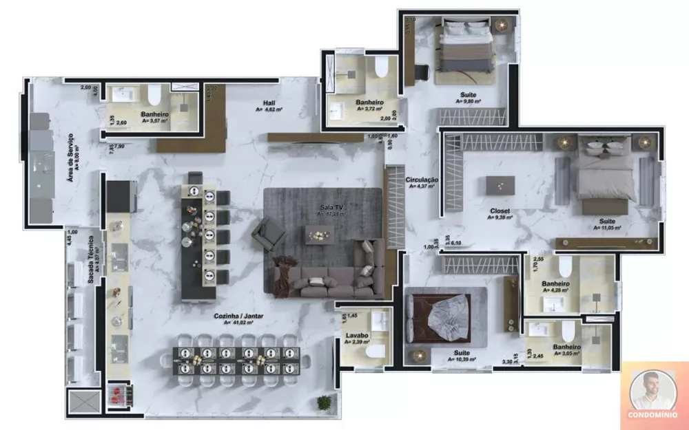 Apartamento, 3 quartos, 157 m² - Foto 7