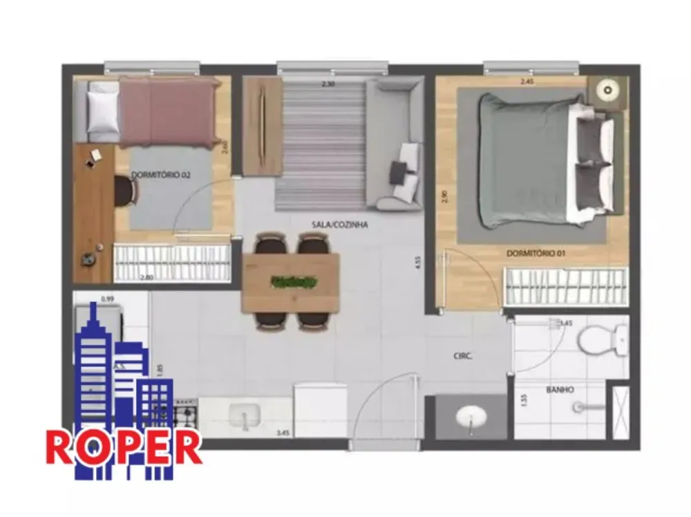 Apartamento, 2 quartos, 35 m² - Foto 1