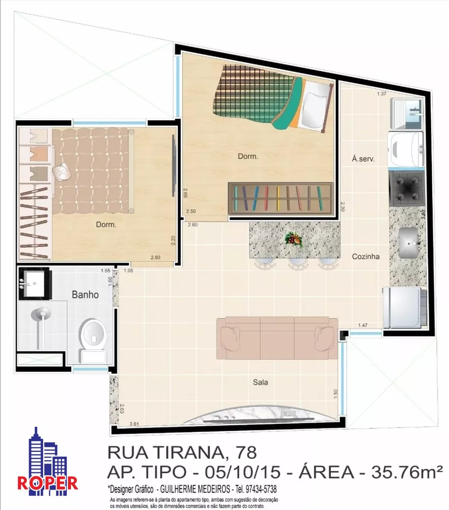 Apartamento à venda com 2 quartos, 35m² - Foto 2