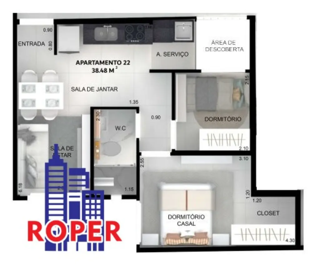 Apartamento, 2 quartos, 39 m² - Foto 9