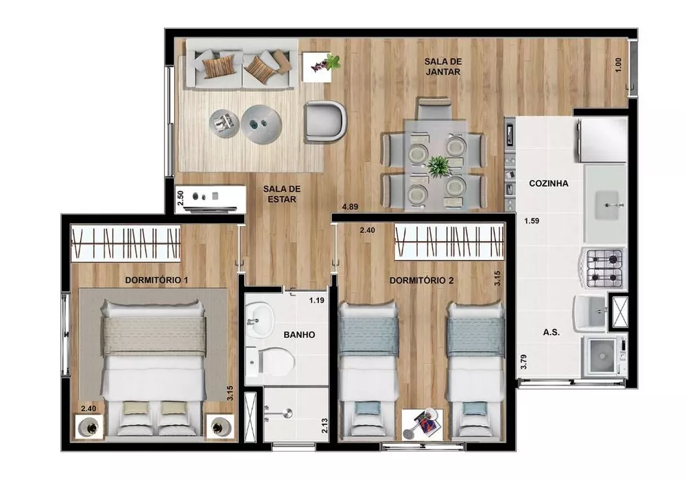 Apartamento, 2 quartos, 44 m² - Foto 4