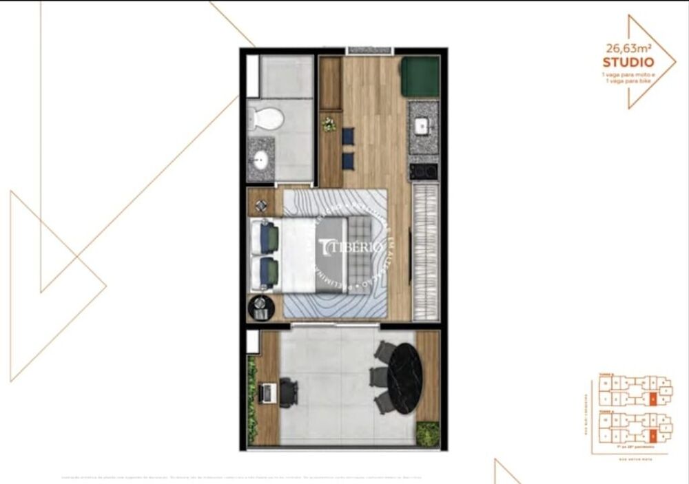 Kitnet-Studio, 26 m² - Foto 1