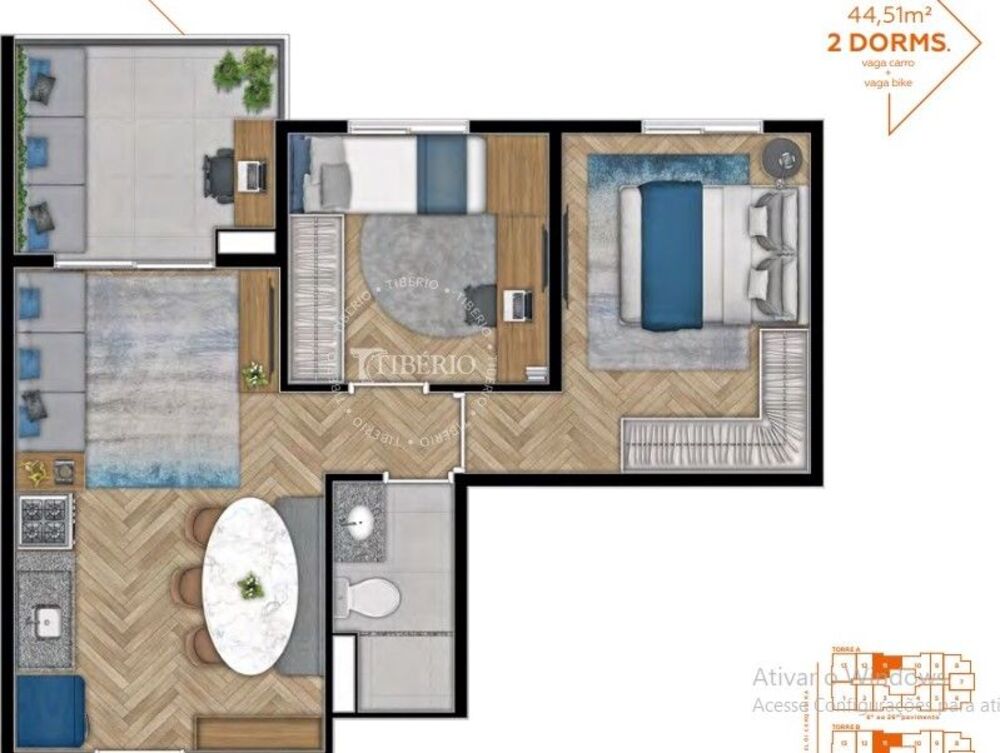 Apartamento, 2 quartos, 44 m² - Foto 2