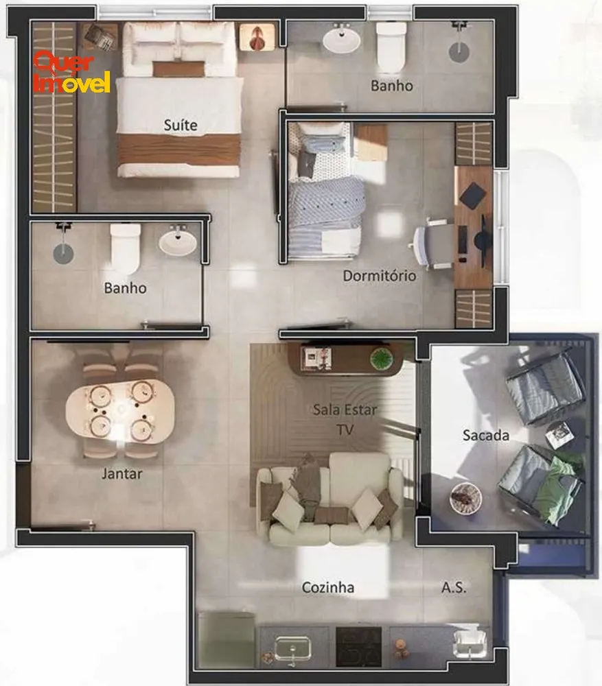 Apartamento, 2 quartos, 54 m² - Foto 1