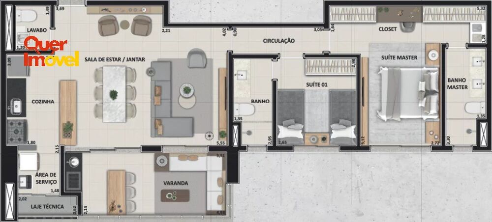 Apartamento, 3 quartos, 100 m² - Foto 1