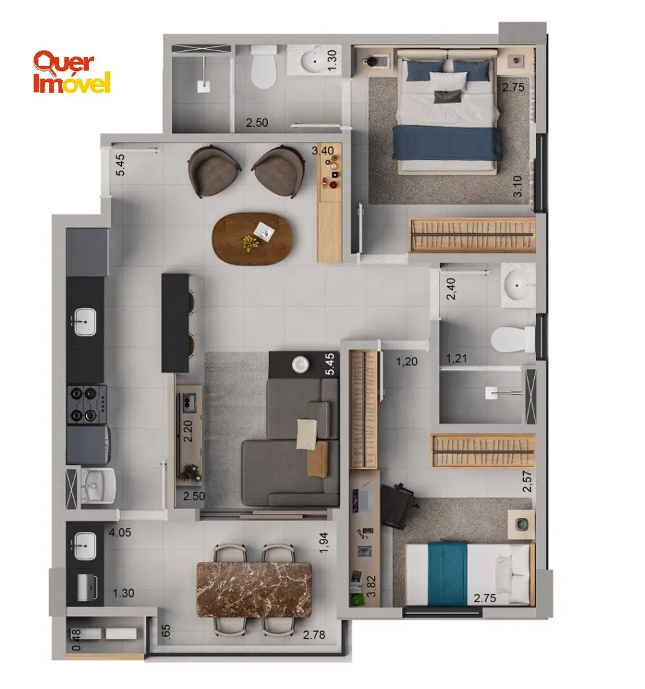 Apartamento, 2 quartos, 63 m² - Foto 2