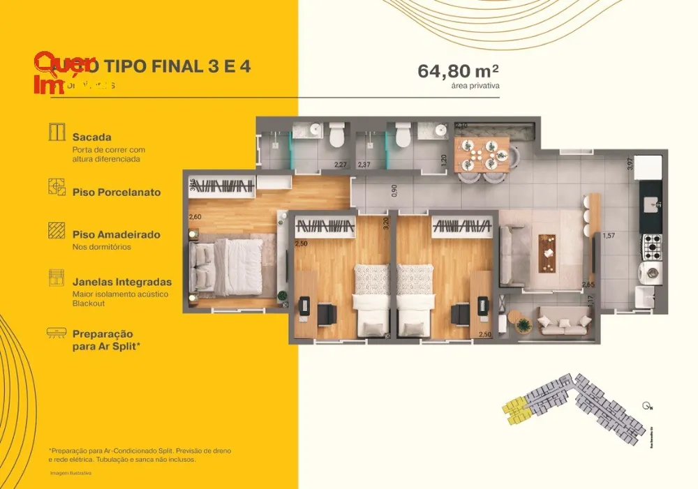 Apartamento, 2 quartos, 64 m² - Foto 2