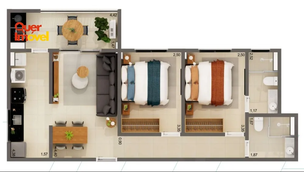 Apartamento, 2 quartos, 62 m² - Foto 2