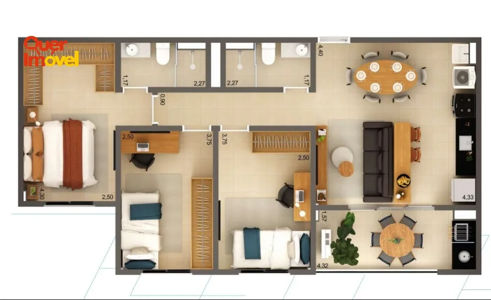 Apartamento, 2 quartos, 75 m² - Foto 3