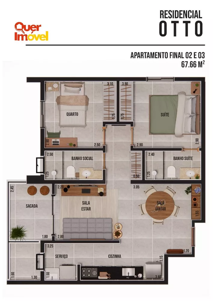 Apartamento à venda com 2 quartos, 67660m² - Foto 1