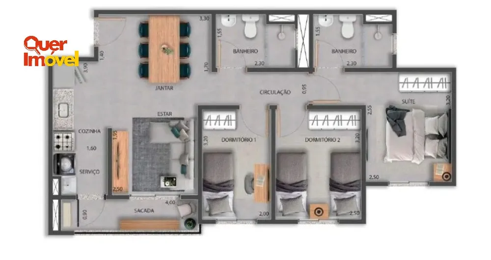 Apartamento, 3 quartos, 67 m² - Foto 1