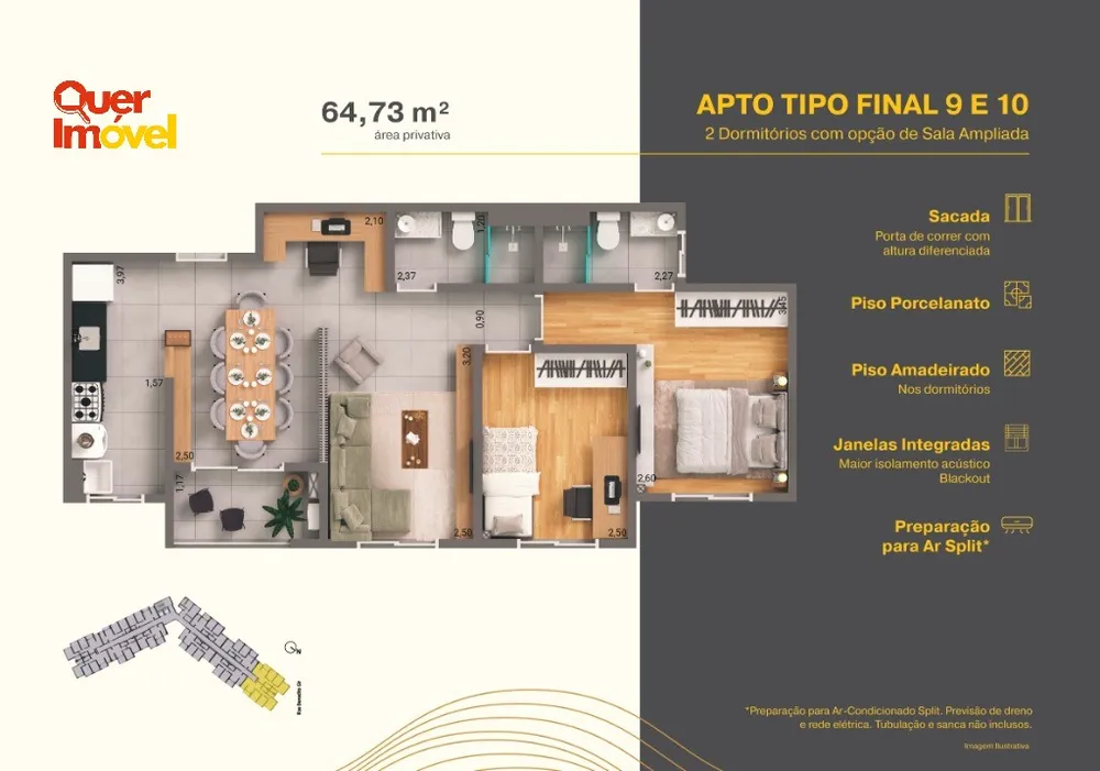 Apartamento, 2 quartos, 64 m² - Foto 2