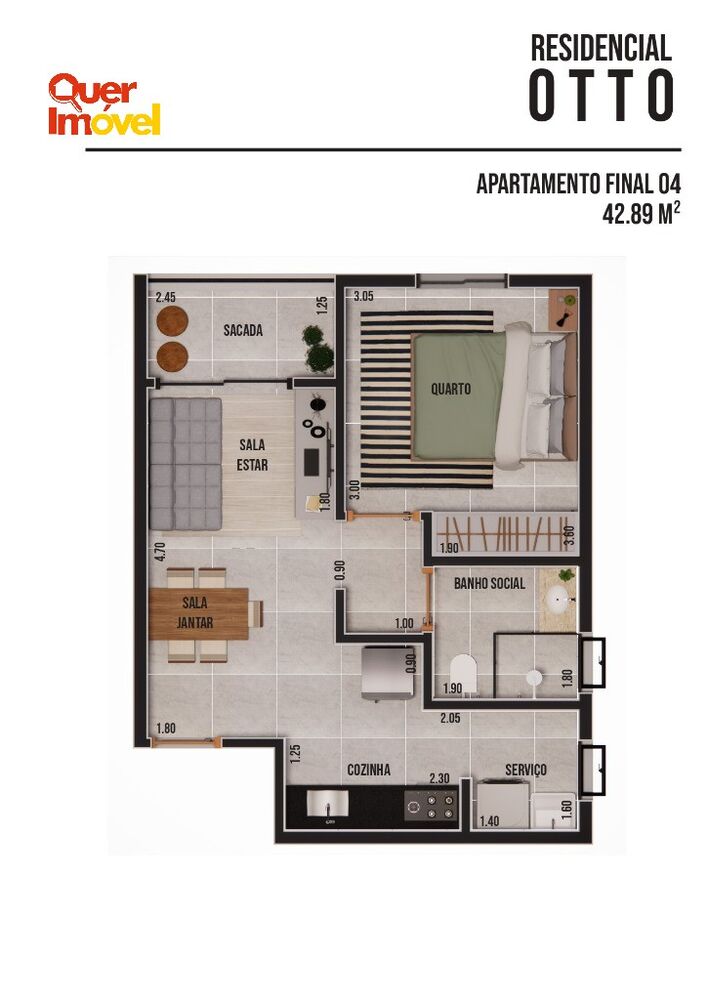 Apartamento, 1 quarto, 42 m² - Foto 2