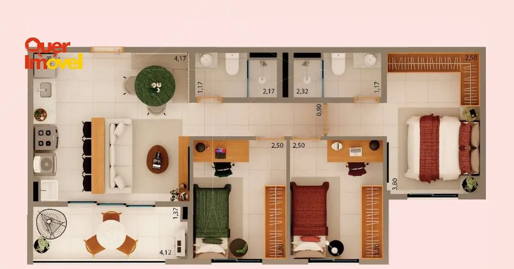 Apartamento, 3 quartos, 66 m² - Foto 2