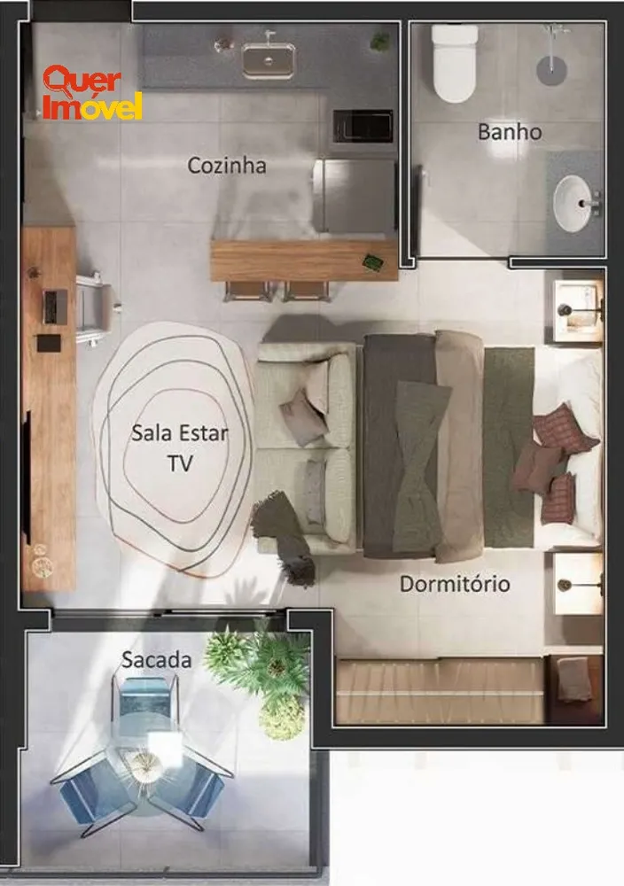 Apartamento, 1 quarto, 36 m² - Foto 2