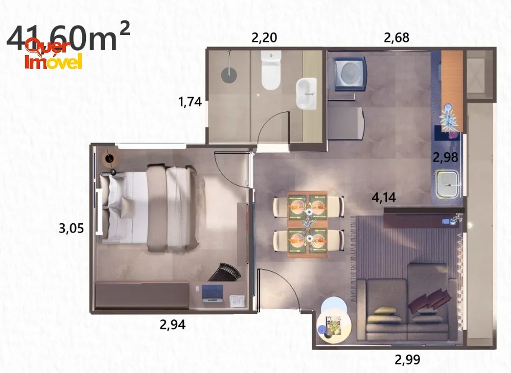 Apartamento, 1 quarto, 41 m² - Foto 3