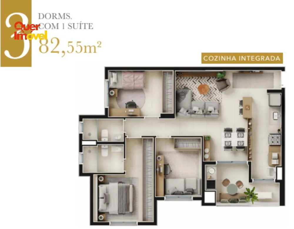 Apartamento, 3 quartos, 82 m² - Foto 2