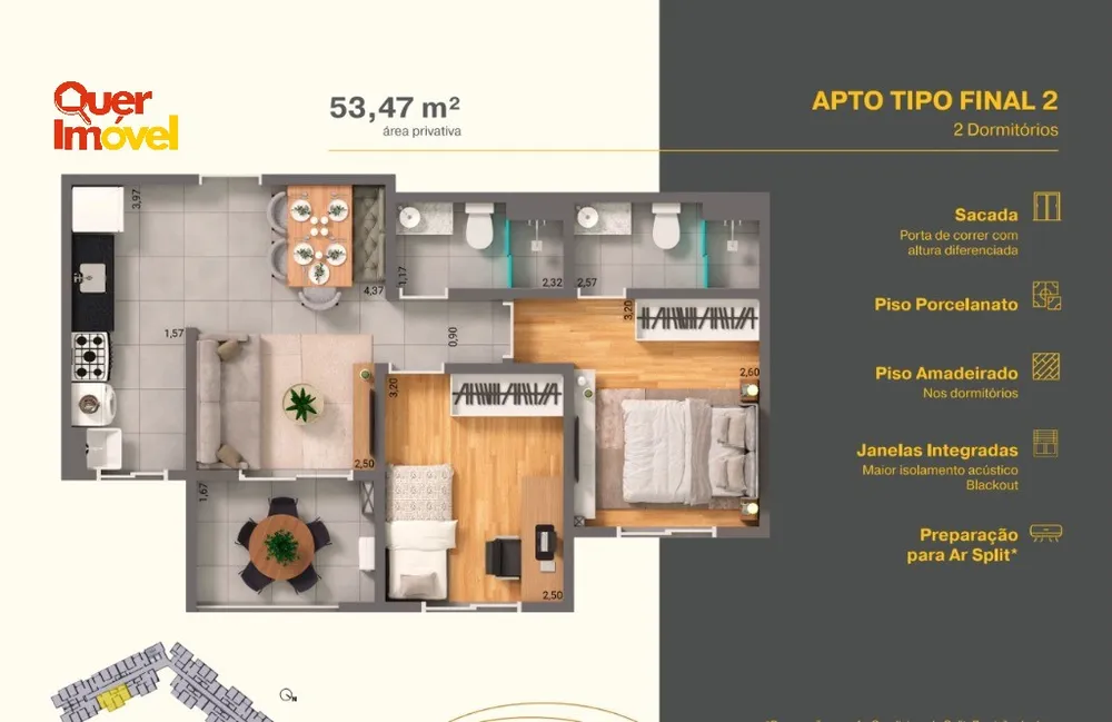 Apartamento, 2 quartos, 53 m² - Foto 3