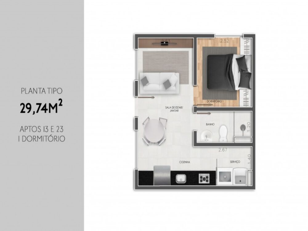 Apartamento, 1 quarto, 35 m² - Foto 2