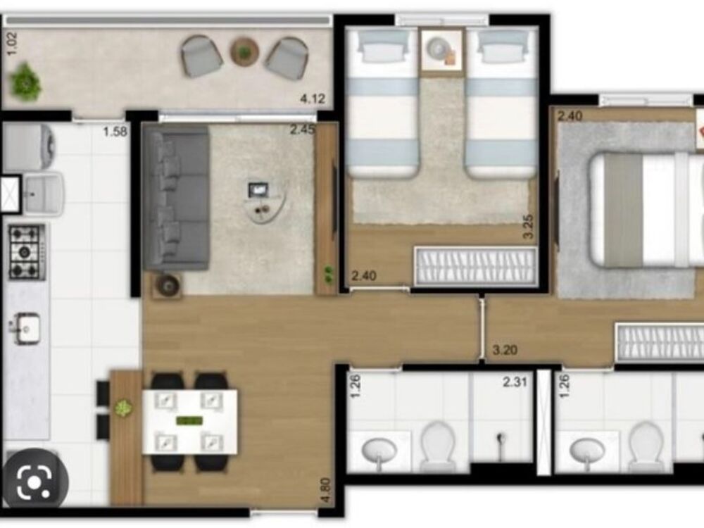 Apartamento, 2 quartos, 52 m² - Foto 3