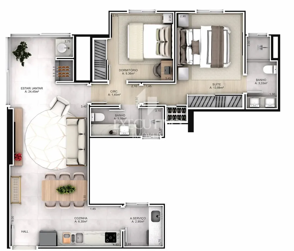 Apartamento, 2 quartos, 75 m² - Foto 3