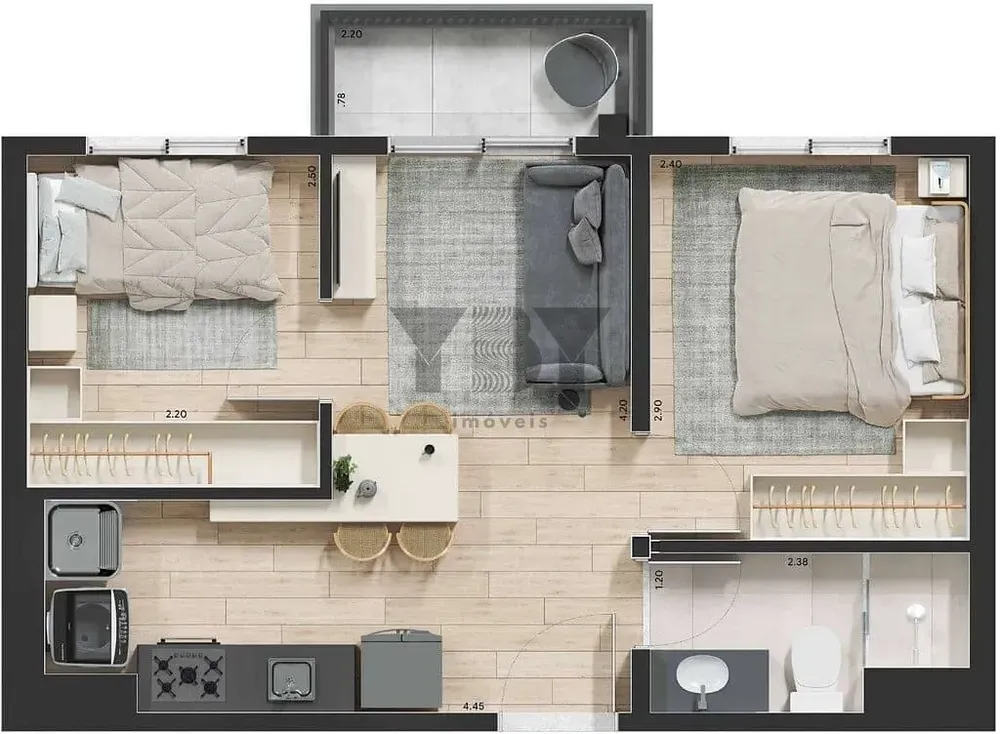 Apartamento, 2 quartos, 36 m² - Foto 2