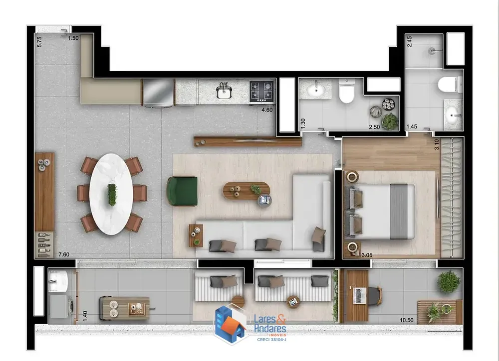 Apartamento, 1 quarto, 38 m² - Foto 3