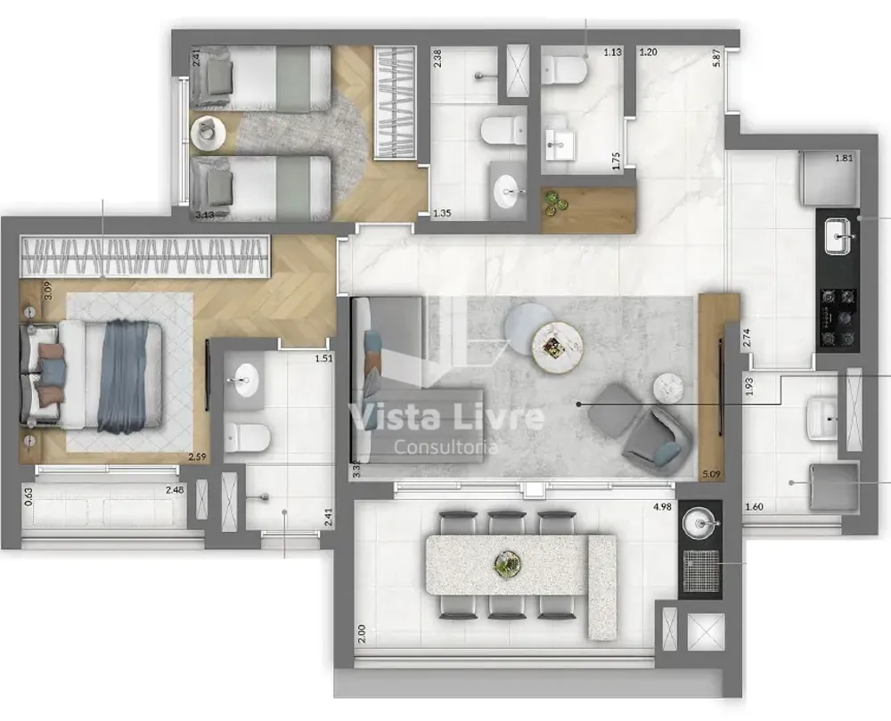 Apartamento, 2 quartos, 61 m² - Foto 8