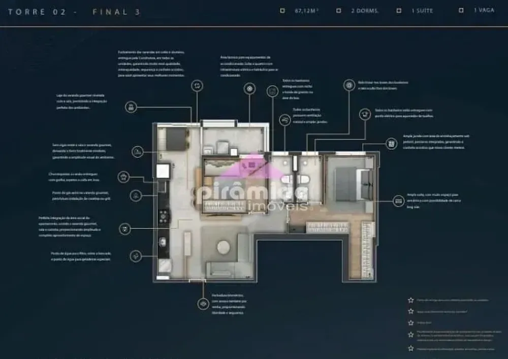 Apartamento, 2 quartos, 67 m² - Foto 1
