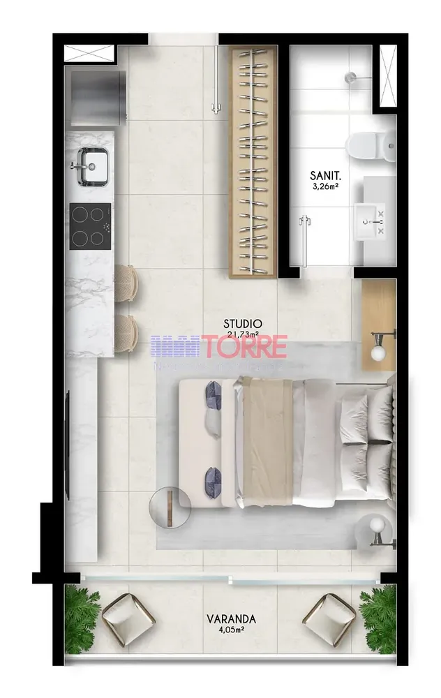 Apartamento, 1 quarto, 34 m² - Foto 2