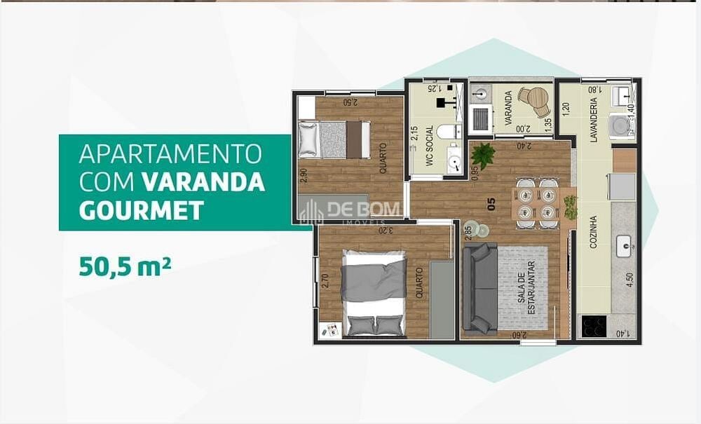 Apartamento à venda com 2 quartos, 55m² - Foto 2