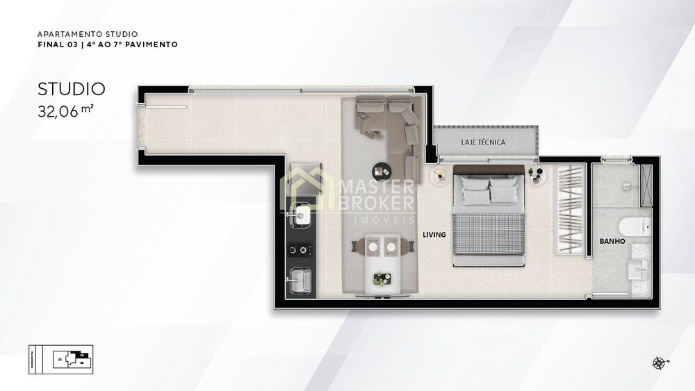 Apartamento à venda com 1 quarto, 32m² - Foto 3
