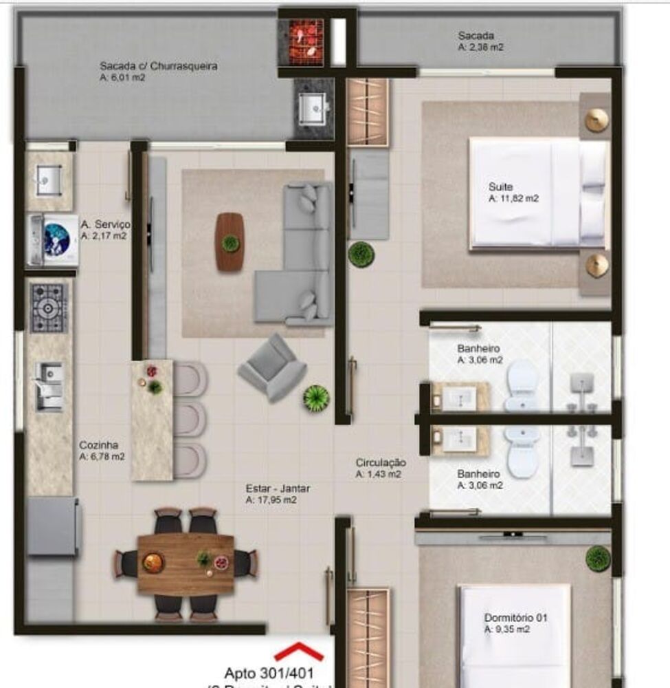 Apartamento, 2 quartos, 72 m² - Foto 3