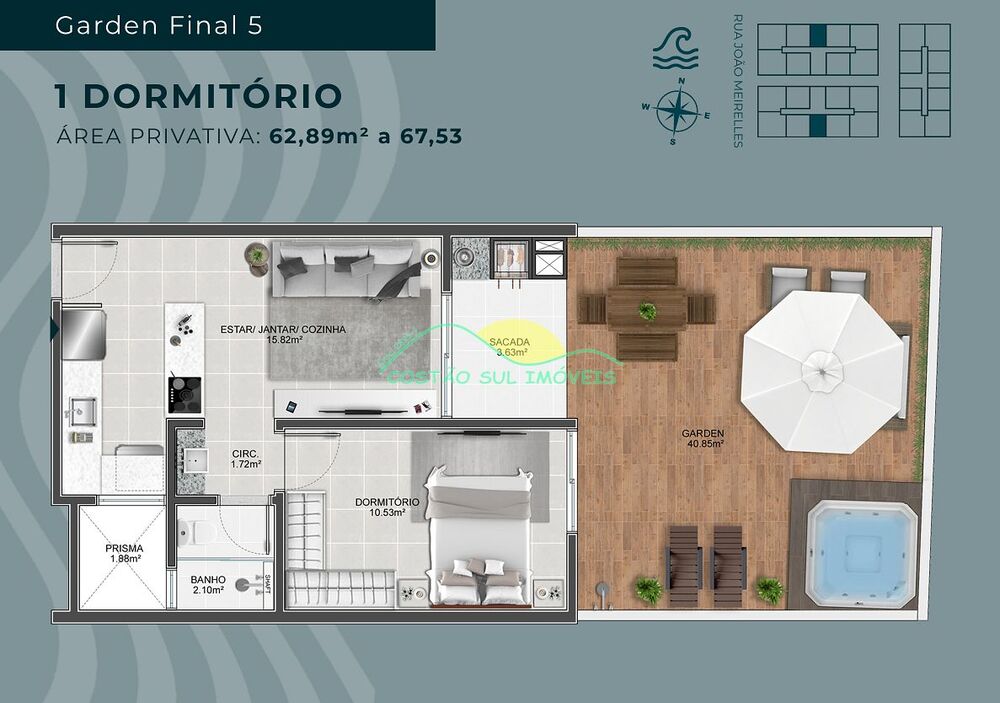 Apartamento à venda com 1 quarto, 62m² - Foto 7