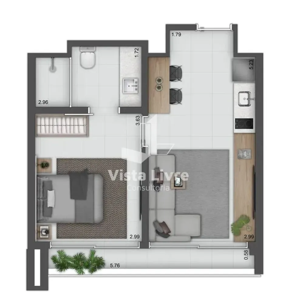 Apartamento, 1 quarto, 35 m² - Foto 3