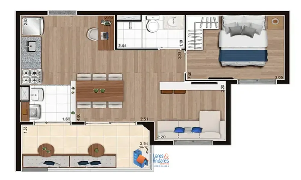 Apartamento, 1 quarto, 43 m² - Foto 3