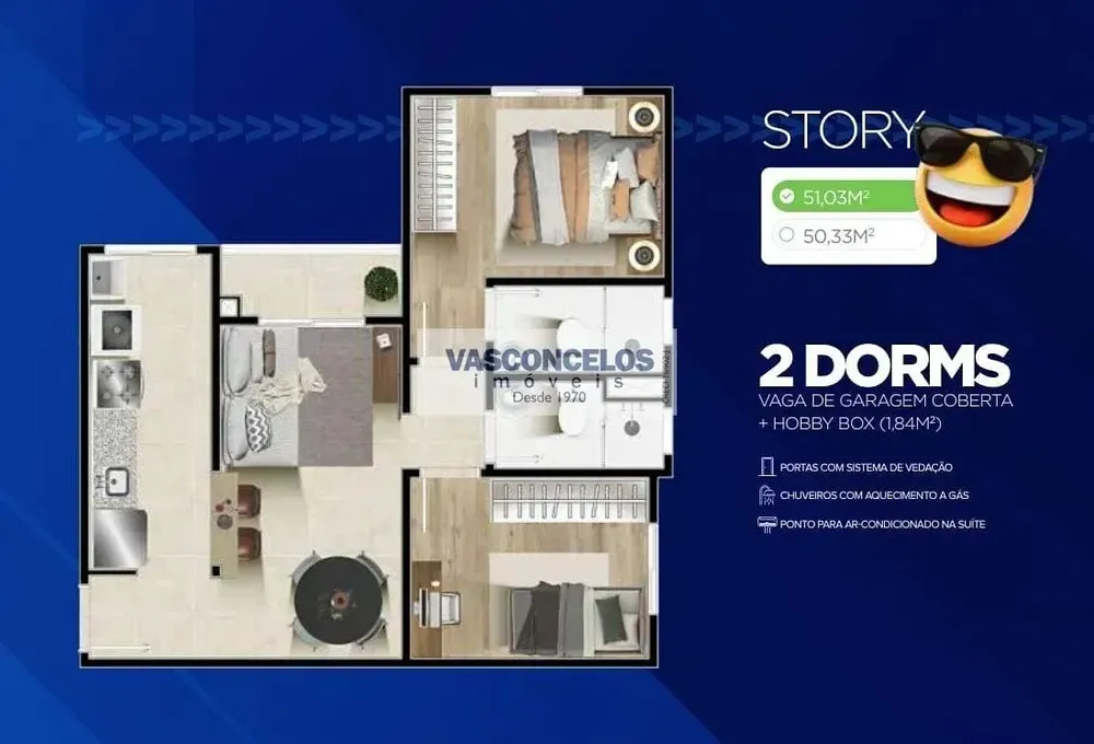 Apartamento, 2 quartos, 51 m² - Foto 3