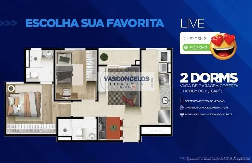 Apartamento, 2 quartos, 50 m² - Foto 1